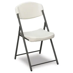 Iceberg Rough n Ready 18 in. Seat Height Commercial Folding Chair Supports Up to 350 lb - Platinum Granite Seat/Back/Black Base (4/Pack)