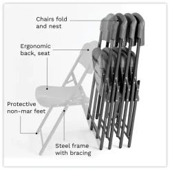 Iceberg Rough n Ready 18 in. Seat Height Commercial Folding Chair Supports Up to 350 lb - Charcoal Seat/Back/Charcoal Base (4/Pack)