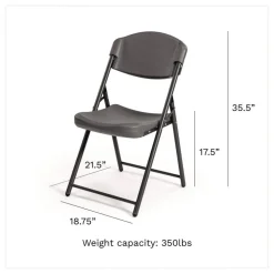 Iceberg Rough n Ready 18 in. Seat Height Commercial Folding Chair Supports Up to 350 lb - Charcoal Seat/Back/Charcoal Base (4/Pack)