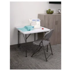 Iceberg Rough n Ready 18 in. Seat Height Commercial Folding Chair Supports Up to 350 lb - Charcoal Seat/Back/Charcoal Base (4/Pack)