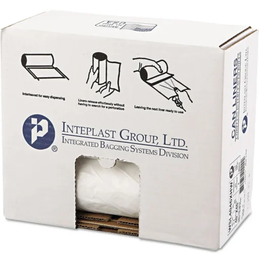 Inteplast Group 45 gal. 0.8 mil 40 in. x 46 in. Low-Density Commercial Can Liners - White (25 Bags/Roll, 4 Rolls/Carton)