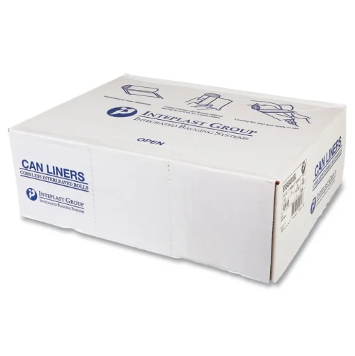 Inteplast Group 60 Gallon 18 mic 40 in. x 48 in. High-Density Commercial Can Liners - Blue (200/Carton)