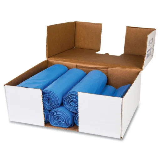 Inteplast Group 60 Gallon 18 mic 40 in. x 48 in. High-Density Commercial Can Liners - Blue (200/Carton)
