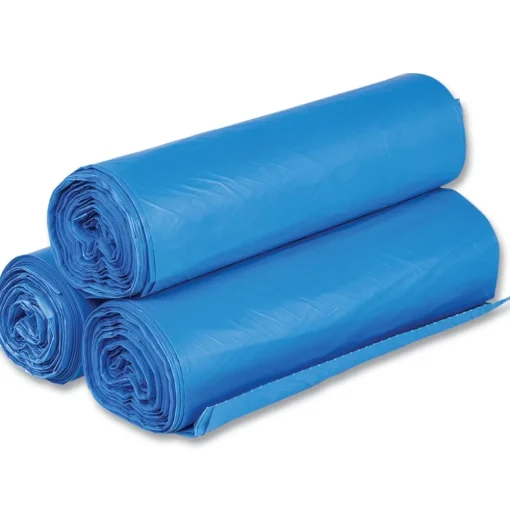 Inteplast Group 60 Gallon 18 mic 40 in. x 48 in. High-Density Commercial Can Liners - Blue (200/Carton)