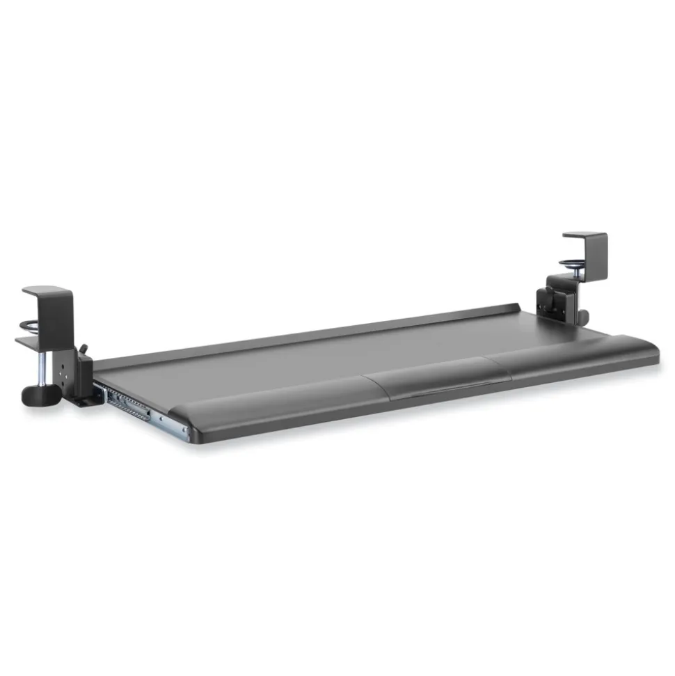 Kantek 26.8 in. x 11.1 in. Desk Clamp Five-Position Tilting Keyboard Tray - Black