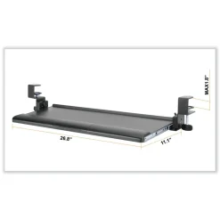 Kantek 26.8 in. x 11.1 in. Desk Clamp Five-Position Tilting Keyboard Tray - Black