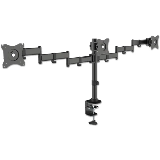 Kantek Articulating Triple Monitor 360-Degree Rotation 45-Degree Tilt 180-Degree Pan 18 lbs. Capacity Arms for 13 in. to 27 in. Monitors - Black