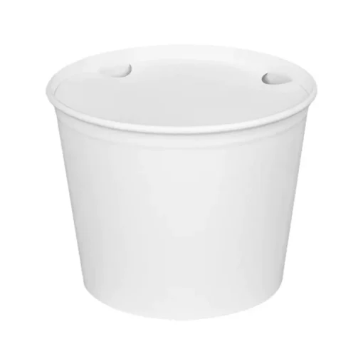 Karat C-FB85W_BUNDLE 7.36 in. Diameter x 6 in. H 85 oz. Paper Food Bucket with Lid - White (180/Carton)