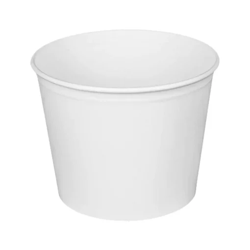 Karat C-FB85W_BUNDLE 7.36 in. Diameter x 6 in. H 85 oz. Paper Food Bucket with Lid - White (180/Carton)