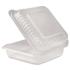 Karat Polypropylene Plastic Hinged Container 9.35 x 9.22 x 3.17 Clear Plastic 50/Pack 4 Packs/Carton