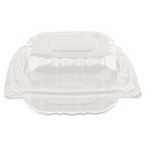 Karat Polypropylene Plastic Hinged Container 6 x 6 x 3.3 Clear Plastic 50/Pack 6 Packs/Carton