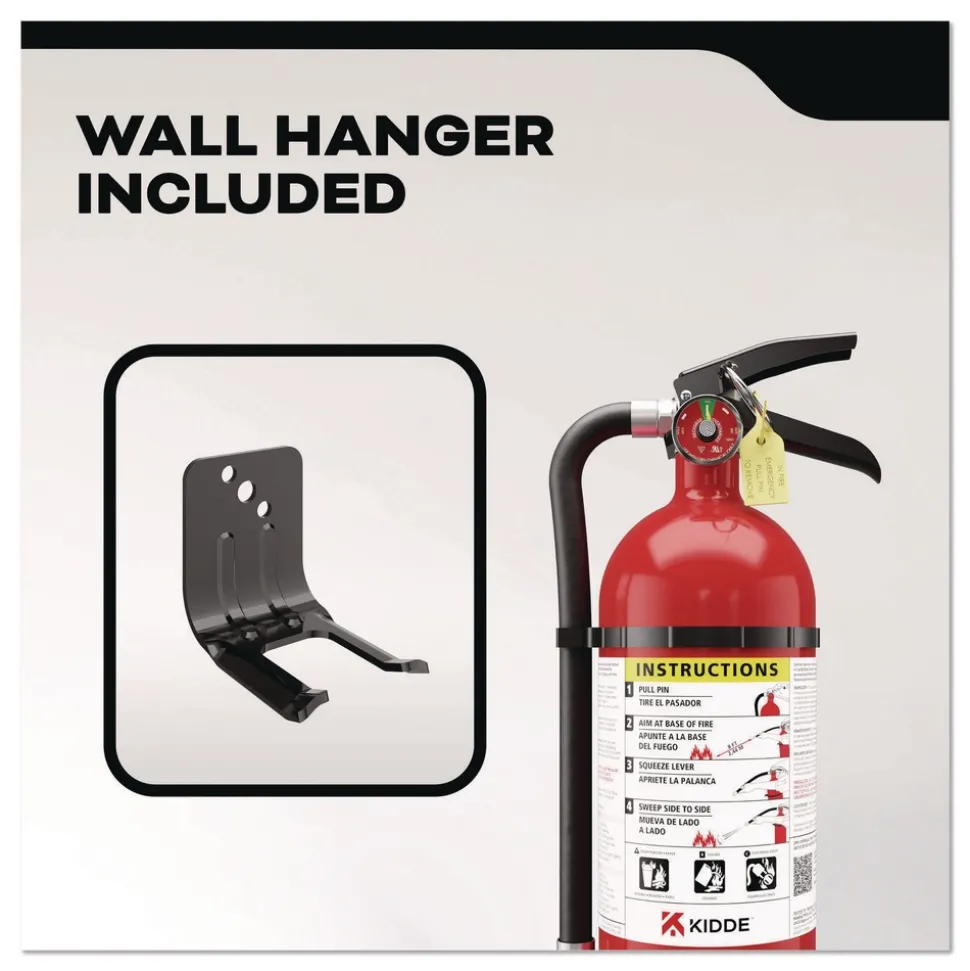 Kidde Pro-5MP Series Fire Extinguisher with Wall Hanger 3-A 40-B:C 5.5 lbs