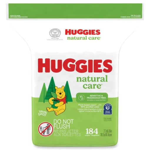 Kimberly-Clark Natural Care 3.88 in. x 6.6 in. 1-Ply Sensitive Baby Wipes - Unscented White (552/Carton)