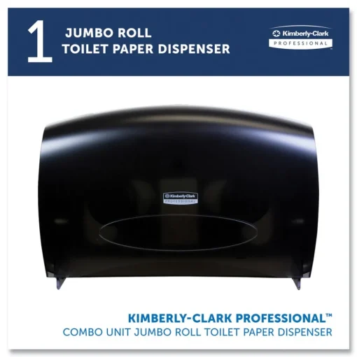 Kimberly-Clark Professional 20.4 in. x 5.8 in. x 13.1 in. Cored JRT Jumbo Combo Tissue Dispenser - Smoke/Gray