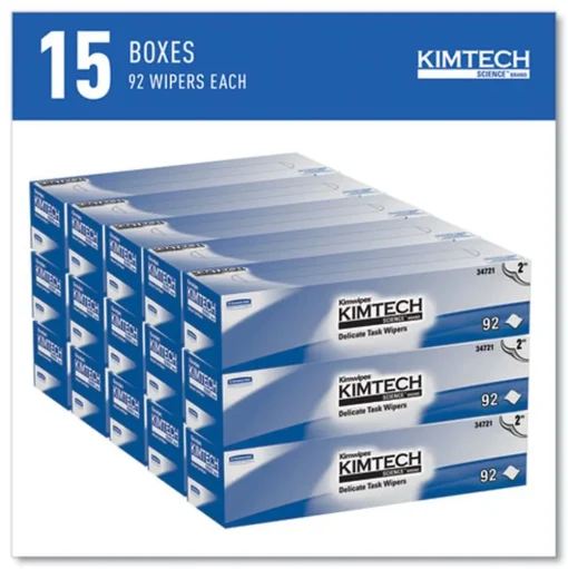 Kimtech Kimwipes 14.7 in. x 16.6 in. 2-Ply Delicate Task Wipers - Unscented, White (1350/Carton)