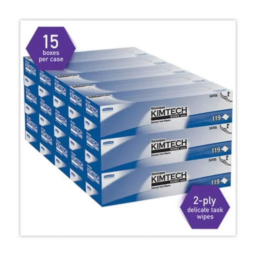Kimtech Kimwipes 11.8 in. x 11.8 in. 2-Ply Delicate Task Wipers - Unscented, White (1785/Carton)