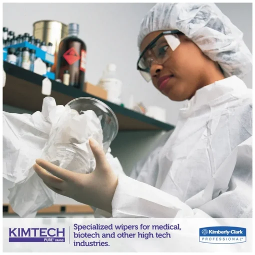 Kimtech W4 12 in. x 12 in. Flat Double Bag Critical Task Wipers - Unscented, White (100/Bag, 5 Bags/Carton)