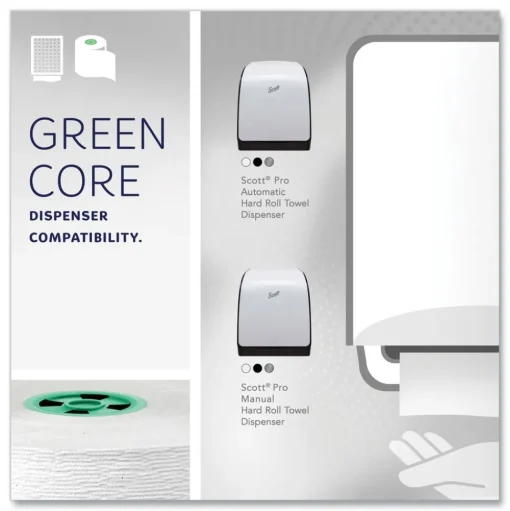 Kleenex 7.5 in. x 700 ft. Hard Roll Paper Towels with Green Core - White (6/Carton)