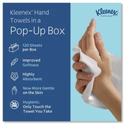 Kleenex 9 in. x 10.5 in. 1-Ply POP-UP Box Cloth Hand Towels - Unscented, White (2160/Carton)