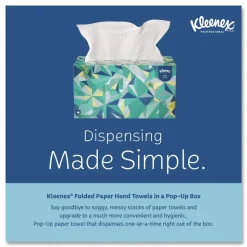 Kleenex 9 in. x 10.5 in. 1-Ply POP-UP Box Cloth Hand Towels - Unscented, White (2160/Carton)