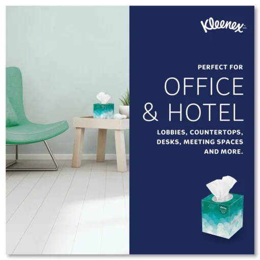 Kleenex Boutique 2-Ply Facial Tissues in an Upright Pop-Up Box - White (95 Sheets/Box, 36 Boxes/Carton)
