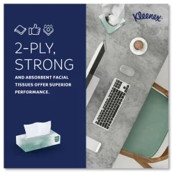 Kleenex Naturals 2-Ply Flat Box 8.3 in. x 7.8 in. Facial Tissues - White (48 Boxes/Carton, 125 Sheets/Box)