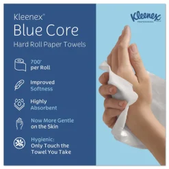 Kleenex 1-Ply 7.5 in. x 700 ft. Hard Roll Paper Towels with Premium Absorbency Pockets - White with Blue Core (6/Carton)