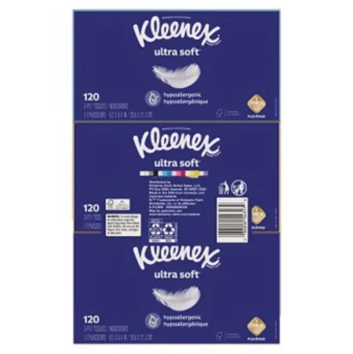 Kleenex 3-Ply Ultra Soft Facial Tissue - White (4 Packs/Carton)