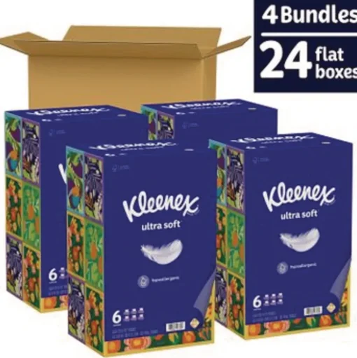 Kleenex 3-Ply Ultra Soft Facial Tissue - White (4 Packs/Carton)