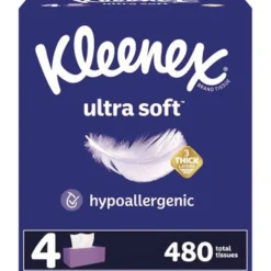 Kleenex Ultra Soft 3-Ply Facial Tissue - White (8/Carton)