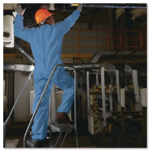 KleenGuard A65 Zipper Front Flame Resistant Coveralls with Hood/Elastic Wrists and Ankles - 3X-Large/Blue (21/Carton)