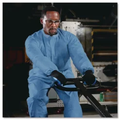 KleenGuard A65 Zipper Front Flame Resistant Coveralls with Hood/Elastic Wrists and Ankles - 3X-Large/Blue (21/Carton)