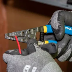 Klein Tools 7.4 in. Solid and Stranded Copper Wire Stripper and Cutter - Blue/Yellow