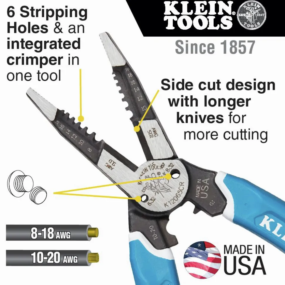 Klein Tools Klein-Kurve 8-20 AWG Heavy-Duty Wire Stripper or Cutter or Crimper Multi Tool