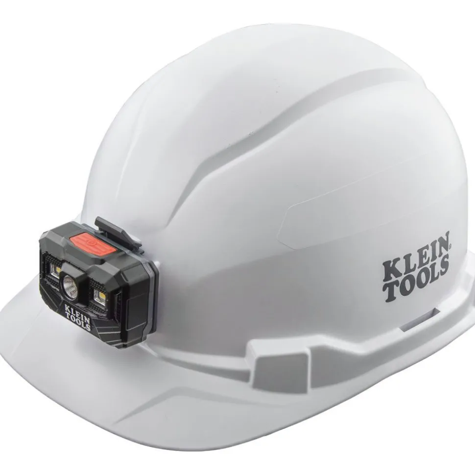 Klein Tools Non-Vented Cap Style Hard Hat with Rechargeable Headlamp - White