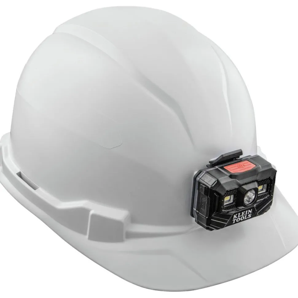 Klein Tools Non-Vented Cap Style Hard Hat with Rechargeable Headlamp - White