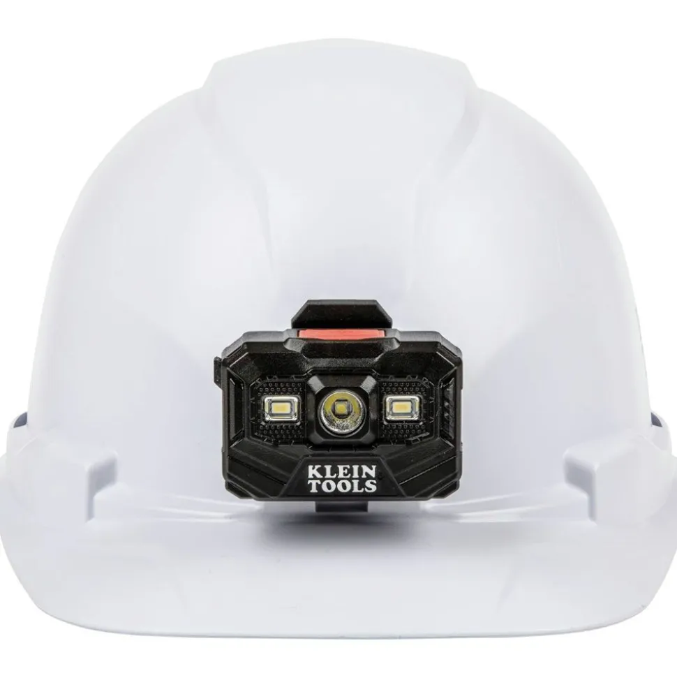 Klein Tools Non-Vented Cap Style Hard Hat with Rechargeable Headlamp - White