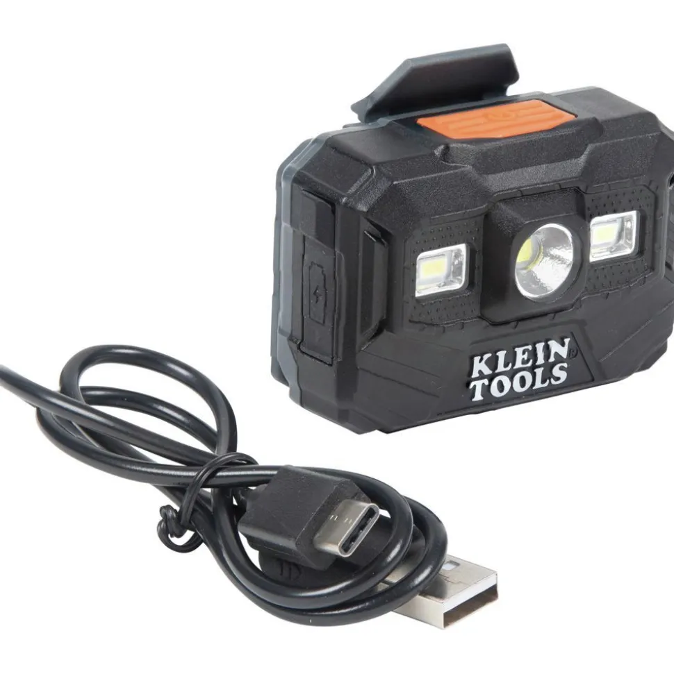 Klein Tools Non-Vented Cap Style Hard Hat with Rechargeable Headlamp - White