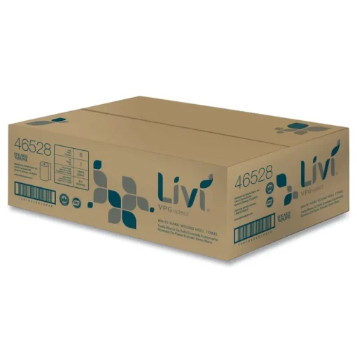 Livi VPG Select 8 in. x 1000 ft. 1-Ply Hard Wound Roll Towel - White (1-Carton)
