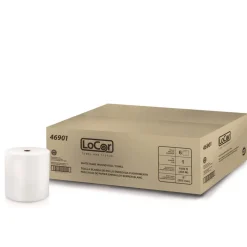 LoCor 8 in. x 1000 ft. 1-Ply Hard Wound Roll Towel - White (6/Carton)