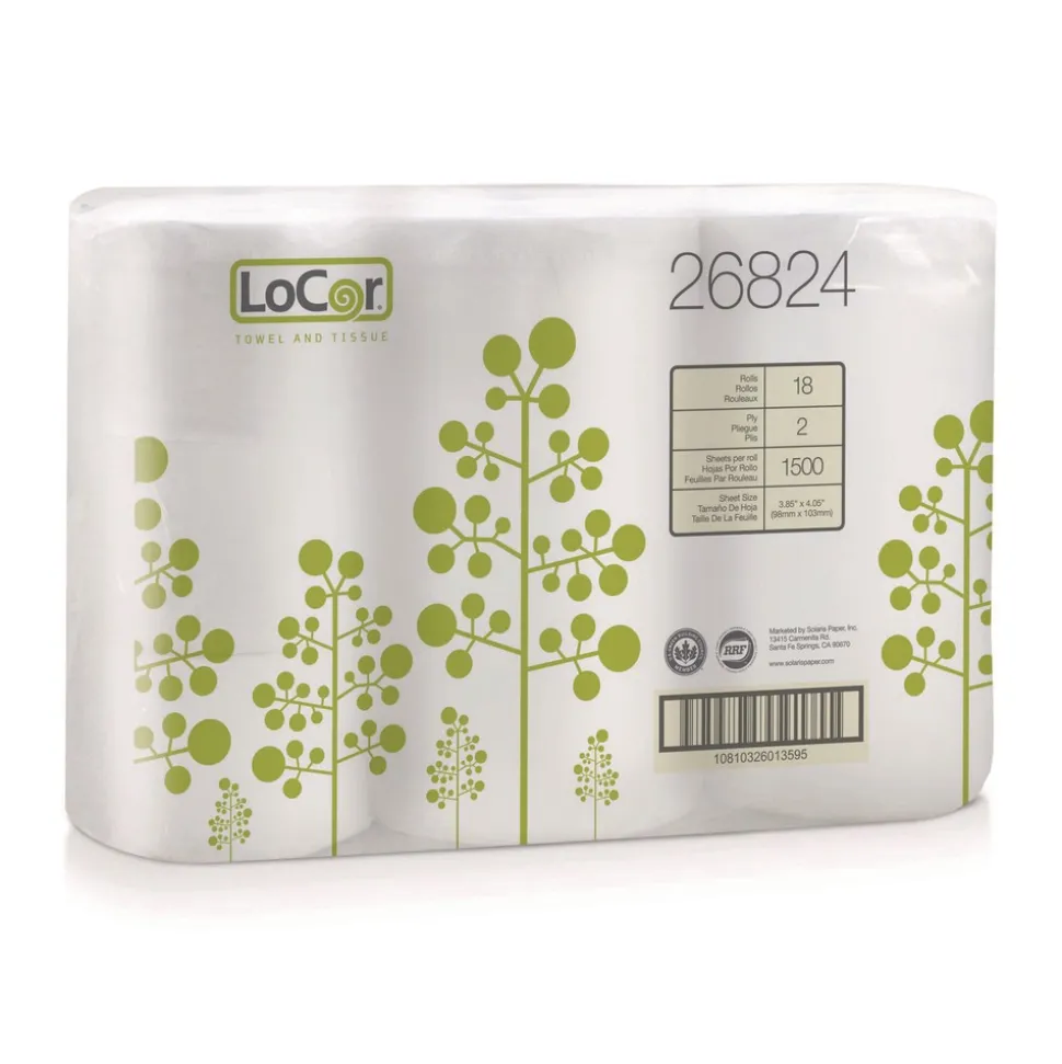 LoCor 2-Ply High-Capacity Bath Tissue - White (18 Rolls/Carton)
