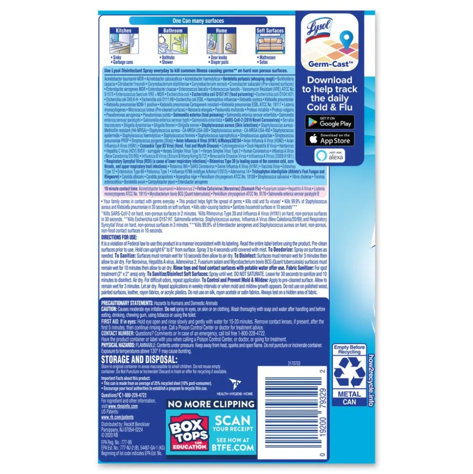 LYSOL Brand 19 oz Aerosol Disinfectant Spray - Crisp Linen Scent