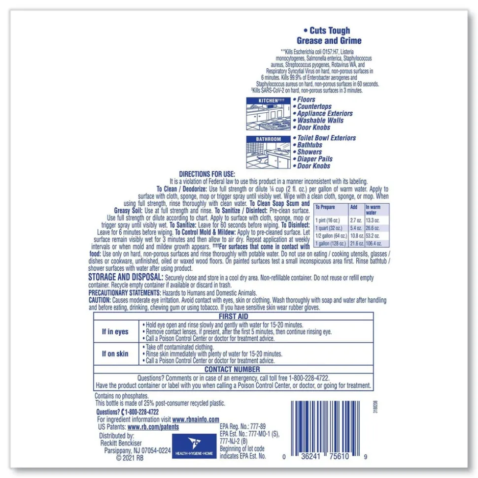 LYSOL Brand 144 oz. Bottle Clean and Fresh Multi-Surface Cleaner - Sparkling Lemon and Sunflower Essence (4/Carton)