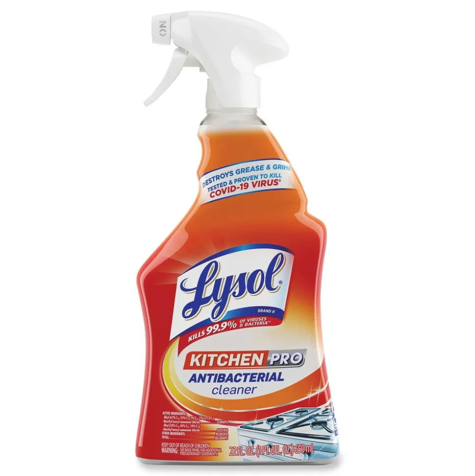 LYSOL Brand 22 oz. Spray Bottle Kitchen Pro Antibacterial Cleaner - Citrus Scent (9/Carton)