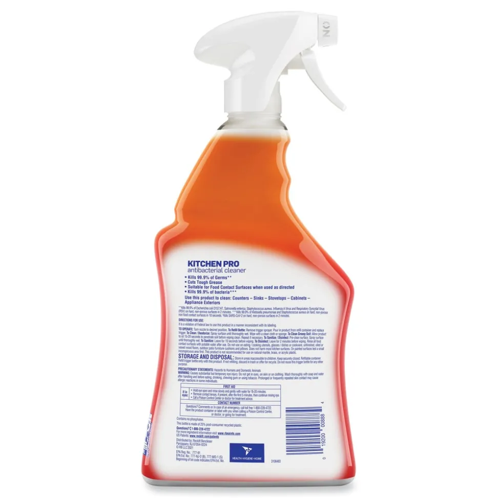 LYSOL Brand 22 oz. Spray Bottle Kitchen Pro Antibacterial Cleaner - Citrus Scent (9/Carton)