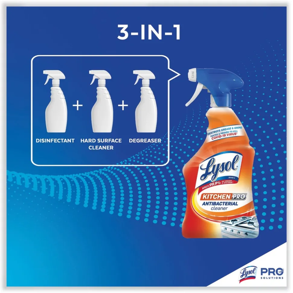 LYSOL Brand 22 oz. Spray Bottle Kitchen Pro Antibacterial Cleaner - Citrus Scent (9/Carton)