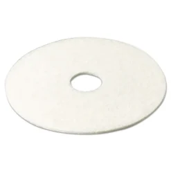 3M 4100 13 in. Diameter Low-Speed Super Polishing Floor Pads - White (5/Carton)