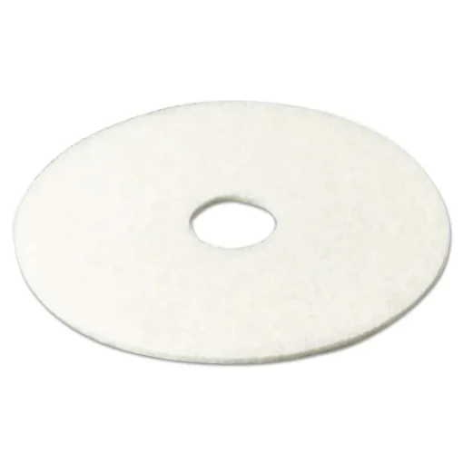 3M 4100 13 in. Diameter Low-Speed Super Polishing Floor Pads - White (5/Carton)