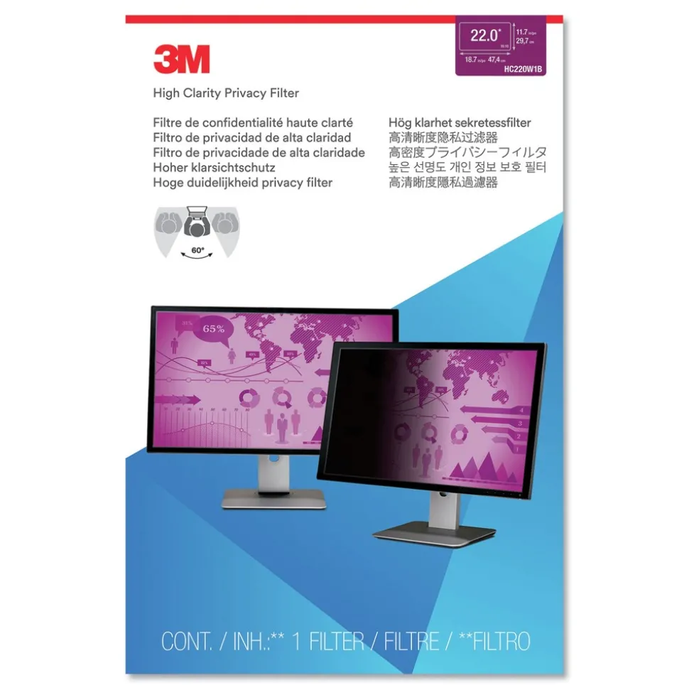 3M 16:10 Aspect Ratio High Clarity Privacy Filter for 22 in. Widescreen Flat Panel Monitor