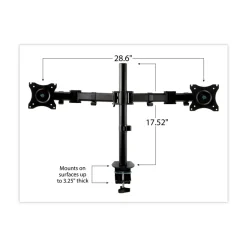3M 360 Degree Rotation plus45 Degree/-45 Degree Tilt 90 Degree Pan Dual Monitor Mount For 27 in. Monitors Supports 20 lbs. - Black (1/Carton)